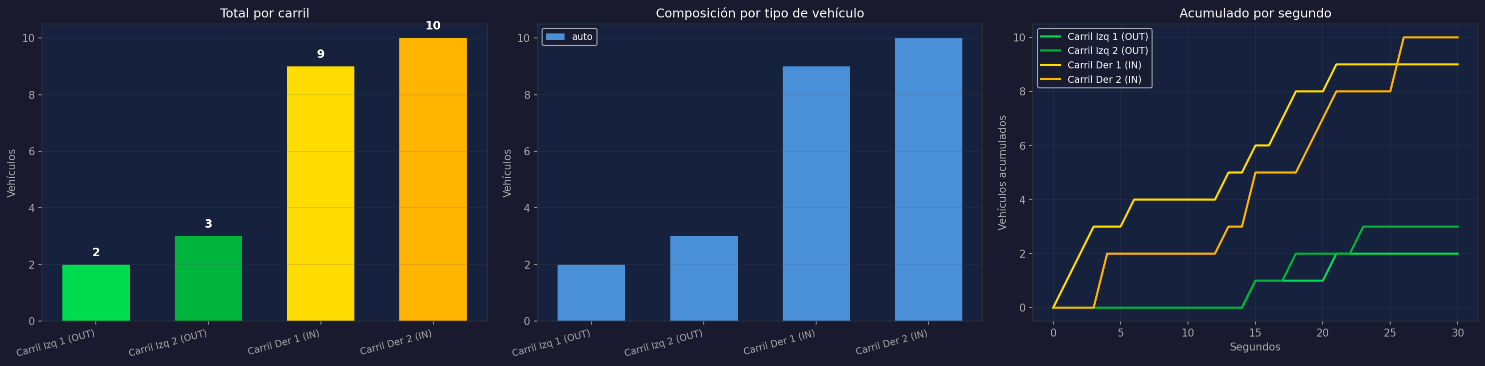 Total por carril y composición
